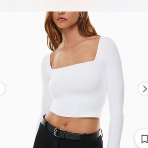 Aritzia White Square Neck Crop Top